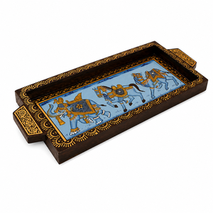 Handcrafted Wooden Printed Serving Tray | Traditional Indian Decorative <b>Table</b> Tray - Product Image 1
