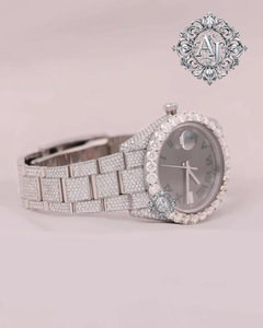 Montre en quartz AFAR JEWELS VVS Moissanite, bracelet fantaisie en acier inoxydable fait main de 20 mm, cadran en verre, date automatique, luxe pour homme - Product Image 2