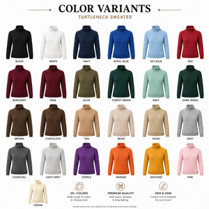 เสื้อสเวตเตอร์คอเต่าถักสำหรับผู้หญิง แบบกำหนดเอง OEM ODM แบรนด์ส่วนตัว แขนยาว สำหรับฤดูหนาว ระบายอากาศได้ดี ผลิตจากโพลีเอสเตอร์ 80% ขายส่ง - Product Image 4