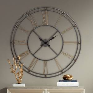 Artistic Pendulum Style Wall <b>Clock</b> With Circular Metal Elements Gold And Black Finish For Modern Homes - Product Image 6