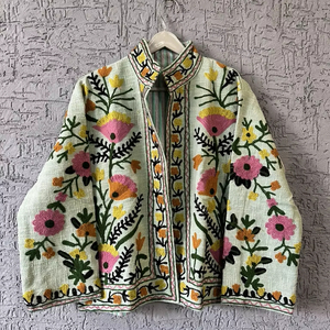 <b>Lightweight</b> <b>Women</b>’s Hand Embroidered <b>Jacket</b> with Floral Threadwork Vintage Style Embroidered <b>Jacket</b> - Product Image 1