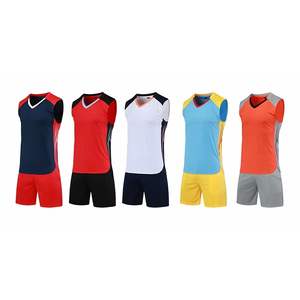 Ensemble de maillot de basket-ball rouge à col en V sans manches avec short à taille élastique, polyester respirant, vêtements unisexes pour adultes - Product Image 6