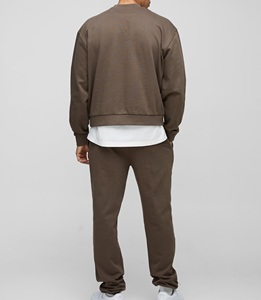 Ensemble survêtement vintage sur mesure 100% coton pour homme, sweat-shirt et pantalon de survêtement, col rond, pull-over - Product Image 4