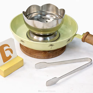 Quemador de incienso Bakhoor con mango de madera, Mabkhara de acero inoxidable, quemador de carbón portátil para incienso árabe con pinzas - Product Image 1