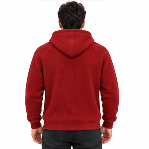 Sudadera con Capucha de Punto Waffle para Hombre, Personalizada, Térmica, de Manga Larga, Informal, Deportiva, Estilo Urbano, Sudadera con Capucha para Invierno, Ropa al por Mayor - Product Image 4
