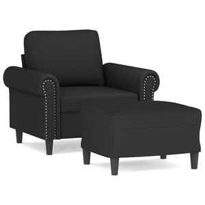 Elegante Sillón Individual de Terciopelo Negro con Reposapiés, Muebles para Sala de Estar con Diseño Sofisticado - Product Image 2