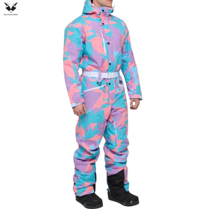 For Wholesale Rate OEM ODM Premium Quality New Arrival Waterproof Geometric Print One-Piece Wind-Resistant Polyester <b>Ski</b> Suit - Product Image 3
