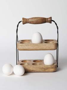 Classic Premium <b>Eco</b>-Friendly Wooden <b>Egg</b> Storage Rack Handle Dishwasher Freezer Safe for Fresh Chicken <b>Eggs</b> Farmhouse Kitchen - Product Image 4