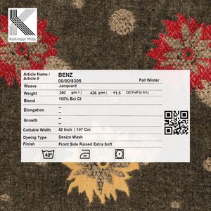 Tissu Jacquard 100% Coton 390 g/m² Coton BCI Tissé Doux et Texturé Écologique Tissu Lourd pour Vêtements (Vestes et Manteaux) - Product Image 4