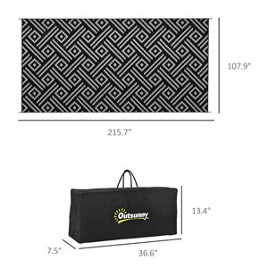 Tappeto da Esterno Geometrico Reversibile Nero e Grigio 9x18, Tappetino da Patio con Borsa per il Trasporto per Camper e Campeggio - Product Image 3