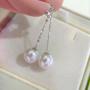 Wenchi Natural Tahitian Black Pearl Earrings 10-11mm <b>Peacock</b> Green Luxury S925 Pure Silver Featuring Light Flaws Model 15051 - Product Image 1