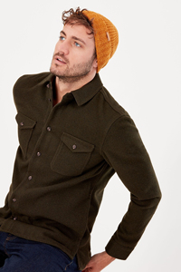 Bonnet unisexe en tricot côtelé jaune foncé, en acrylique, avec revers, couleur moutarde unie, pour adultes - Product Image 3