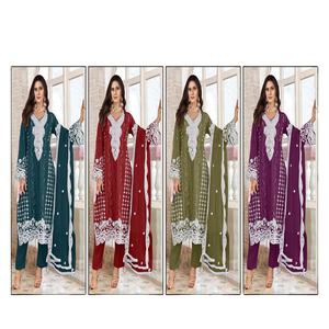 Designer indien pakistanais exclusif dernier tissu semi-cousu Salwar Kameez à la mode ethnique fête porter adultes occasions de mariée - Product Image 1