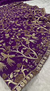 Ensemble Lehenga Choli extensible violet style Bollywood, broderie Zari et sequins, tenue traditionnelle pour mariage et fête, pour femme, été, sans plis - Product Image 5