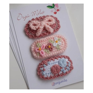 <b>Beginner</b> Crochet Hair Clip Kit Soft Acrylic Yarn Floral Pattern DIY <b>Knitting</b> <b>Set</b> Assorted Colors 3-14 Years Easy Hair - Product Image 1