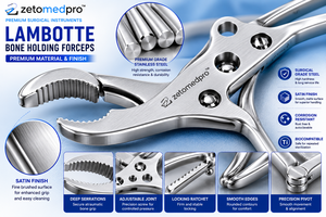 Pinzas para Sujetar Huesos ZETOMEDPRO LAMBOTTE, Longitud Ajustable 21.6 cm (8-1/2 pulgadas), Modelo MA-13-159, Certificación CE - Product Image 5
