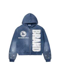 Ensemble sweat à capuche et pantalon de survêtement évasé pour homme, personnalisé, effet délavé à l'acide, brodé, style streetwear vintage, en coton épais, avec fermeture éclair - Product Image 4
