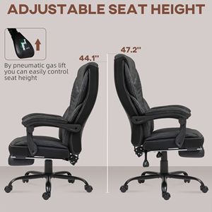 Executive Office Chair Comfortable Reclining Swivel High Back Adjustable Headrest <b>Footrest</b> Black Nylon PU BIFMA Certified - Product Image 6