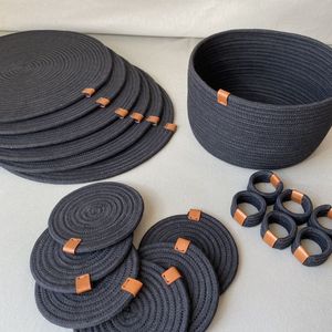 Handmade Modern <b>Round</b> Jute Coasters With Rope Edge Non Slip <b>Mats</b> 300mm Diameter - Product Image 2