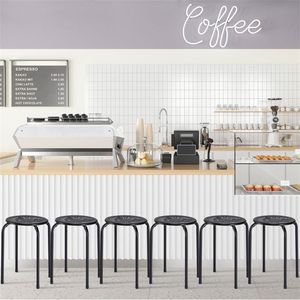 Multifunctional Daisy Design Backless <b>Round</b> Metal Bar <b>Stool</b> Set 6-Pack Stackable - Product Image 1