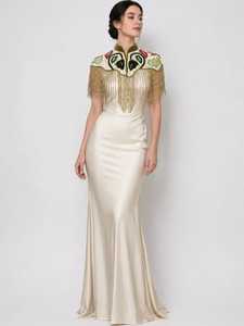 Elegant Beaded Burlesque <b>Cape</b> Fringes Gold <b>Green</b> Sequined Polyester Adult Festival Wrap Chandni Export House ODM 7-Day Sample - Product Image 5