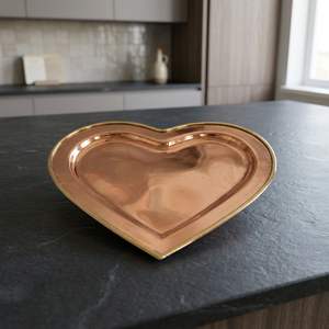 Plateau de service en cuivre fait main de haute qualité, forme cœur, taille et design personnalisés, cuivre pur et assiettes décoratives. - Product Image 6