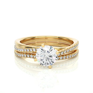 Anillo de Diamantes de 18K de Oro Real Cultivado en Laboratorio, 52 Piezas, Forma Redonda, Anillo de Compromiso para Mujer, para Exportación al por Mayor - Product Image 3