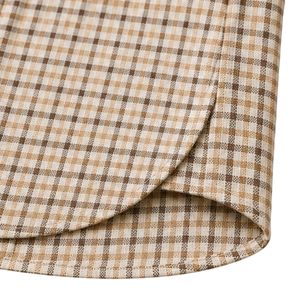 Chemise à manches longues pour homme en coton à petits carreaux beige marron, décontractée, boutonnée, personnalisable, vente en gros, vêtements de mode - Product Image 5
