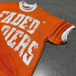 Camiseta Oversize de Hombre Faded Soldiers Naranja, Manga Corta, Cuello Redondo, Estilo Urbano, Jersey de Algodón con Ribete en Contraste y Estampado - Product Image 5