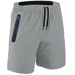 Men's Gym Fitness Casual Running <b>Shorts</b> Elastic Mid Waist Zip Pocket Athletic Workout with Drawstring Closure Pattern <b>Decoration</b> - Product Image 3