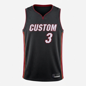 Camiseta de Baloncesto Personalizada sin Mangas para Hombre, Negra, Roja y Blanca, Sublimada, de Malla Transpirable, con Cuello en V - Product Image 1