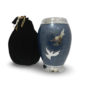 Urna Funeraria de Metal para Cenizas, Urna Conmemorativa Azul para Adultos - Product Image 1