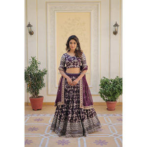 ชุด lehenga choli ผ้าแจ็คการ์ดแท้ย้อมสี - Product Image 4
