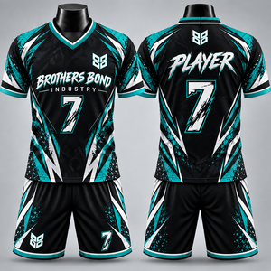 Mens <b>White</b> Dark Green Gold Soccer Uniform Set Short Sleeve Football Jersey Shorts Sublimated Printed Geometric Pattern Custom - Product Image 5