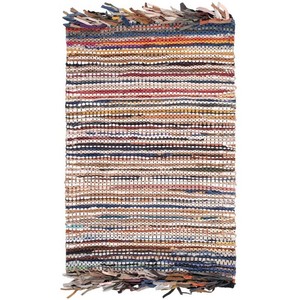 Alfombra Rectangular Hecha a Mano con Material Reciclado a Rayas, Estilo Bohemio, Ecológica, con Base de Yute, para Sala de Estar - Product Image 5