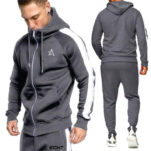 High Quality Custom Logo Suits Stylish Solid Color Blank <b>Plain</b> <b>Tracksuit</b> Jacket Men Sweatsuit Sets for Men - Product Image 1