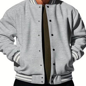 <b>Men</b> Baseball <b>Jacket</b> Red & <b>White</b> Trim Varsity Coat with Button Front Closure No Lining Lightweight Outerwear for Fall/Winter - Product Image 1