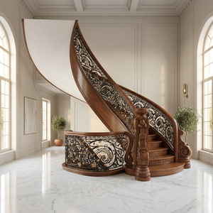Barandilla de Escalera Victoriana de Hierro Fundido KHP con Balaustres de Hierro Fundido y Detalles Dorados, Resistente al Óxido, para Pasillos Interiores de Hoteles - Product Image 4