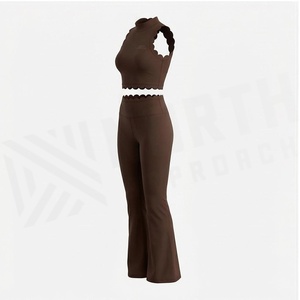 Ensemble de yoga 2 pièces North Approach, fermeture éclair intégrale sur le devant, noir uni, tissu respirant, vêtements de sport pour femmes - Product Image 3