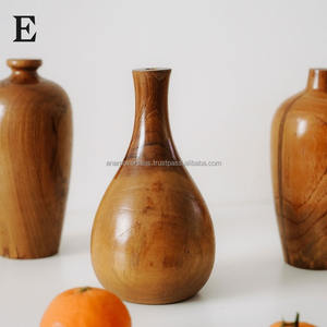 Vase à fleurs en bois artisanal |   Décoration d'intérieur rustique naturelle pour salon et bureau - Product Image 4