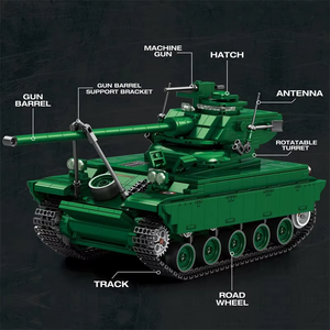 Tanque ligero militar AMX-13, bloques de construcción DIY a escala 1:28, vehículo francés, juguete de ladrillos para niños. - Product Image 4
