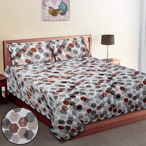 Ensemble de housse de couette à imprimé floral classique moderne, 2 pièces, pur coton, 400TC, blanc, noir, marron, décoration intérieure - Product Image 1