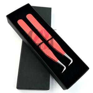 Nouvelles pinces à cils japonaises en acier inoxydable anti-magnétique, à 90 degrés, volume boot, couleur mandarine, à dents de 10 mm, personnalisables - Product Image 1