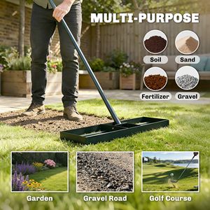 Rastrello Livellante per Prato in Acciaio Inox Resistente 30'' X 10'' con Manico da 66,5'' per Giardini e Campi da Golf - Product Image 5