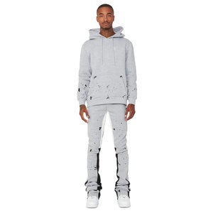 New Top Quality Heavy <b>Weight</b> <b>men</b> Hoodies Jogger Pant Customized Flare Stack custom Printing Flare Stacked SweatSuits <b>for</b> <b>Men</b> - Product Image 1