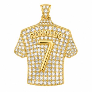 Venta al por Mayor Personalizada No. Collar de Hip Hop con Colgante de Camiseta de Fútbol, 7 Piezas, Oro de 18K, Diamantes Cultivados en Laboratorio, para Hombre - Product Image 4