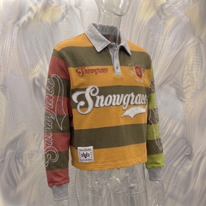 Jersey de Rugby a Rayas de Manga Larga Snowgrace con Logotipo Bordado, Cuello Camisero, Corte Regular, Ropa para Mujer - Product Image 2