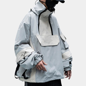 Unisex Techwear <b>Vintage</b> <b>Bomber</b> <b>Jacket</b> Tactical Multi-Pocket Cargo Streetwear Waterproof Windbreaker Urban Hooded Spring Front - Product Image 3