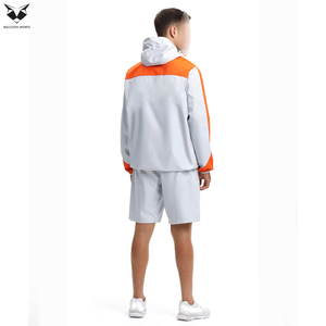 Prix de gros Ensemble 2 pièces pour homme : Sweat à capuche demi-zip et short, coupe ajustée, avec logo personnalisé, style sportswear décontracté automne - Product Image 3