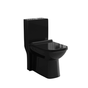 WC monobloc en céramique noir mat à poser au sol, double chasse, écologique, à fermeture lente, design moderne, pour villa et école, Cyclone - Product Image 4